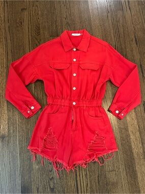 idem ditto Red Collared Romper